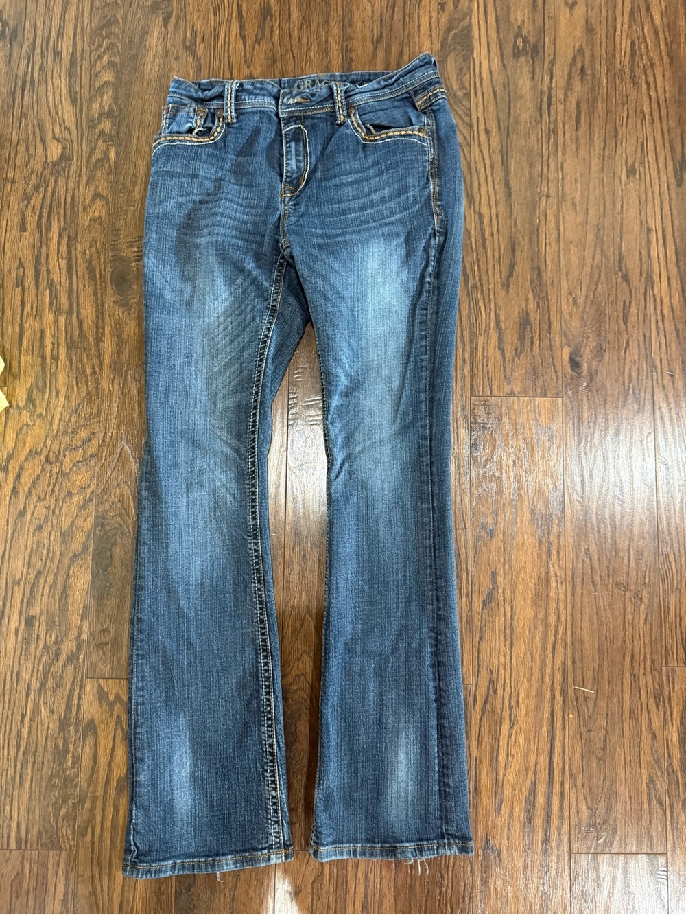Grace Denim Flare Jeans in Faded Blue